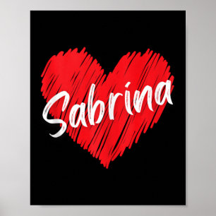 Personalised Name Sabrina I Love Sabrina Heart Vin Poster