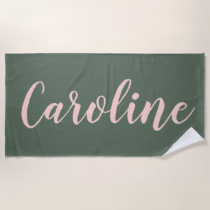 Personalised Name Sage Green Bachelorette Party Beach Towel