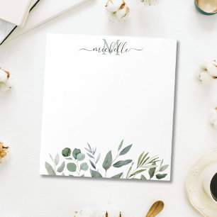 Personalised Name Sage Green Eucalyptus Leaves Notepad
