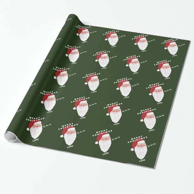 Personalised Name | Santa Christmas Wrapping Paper (Unrolled)