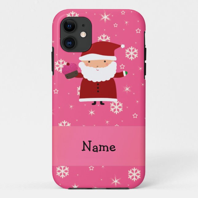 Personalised name santa cupcake pink snowflakes Case-Mate iPhone case (Back)