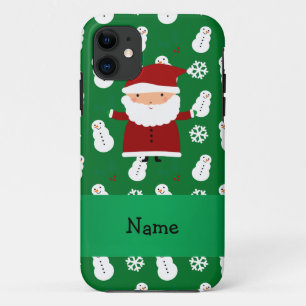 Personalised name santa green snowman iPhone 11 case