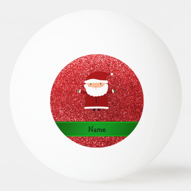 Personalised name santa red glitter ping pong ball (Back)