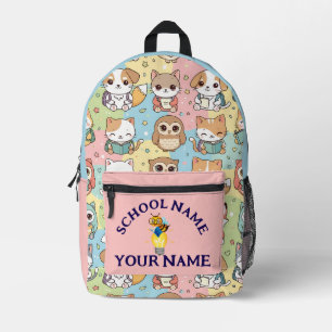 Personalised Name & School Cute Back to School  Printed Backpack