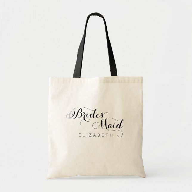 Personalised Name Script Bridesmaid Tote Bag (Front)