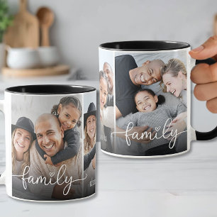 Personalised Name Script Family Photo Mug