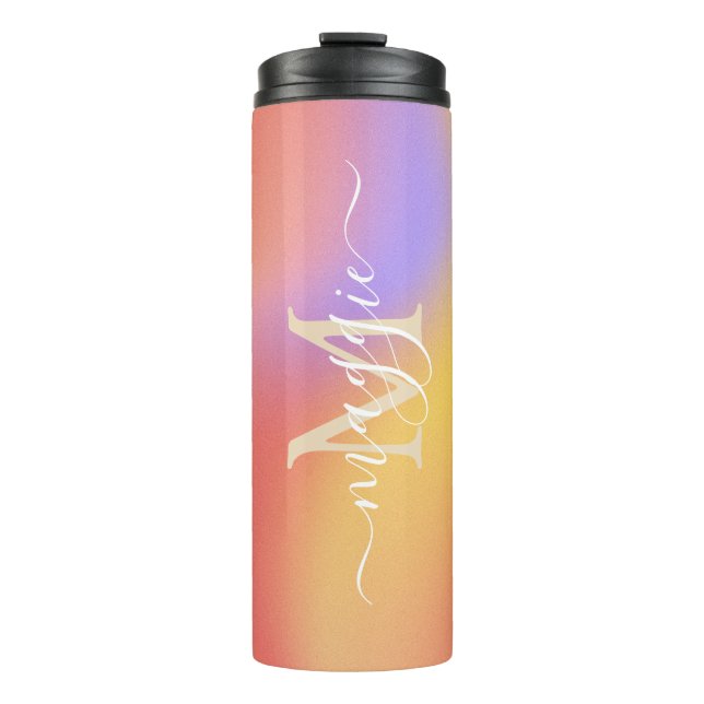 Personalised Name Script Monogram Thermal Tumbler (Front)