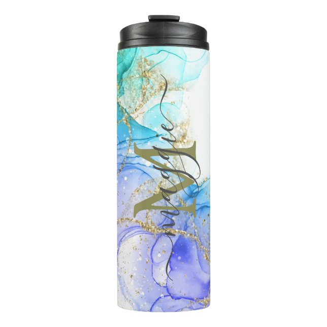 Personalised Name Script Monogram Thermal Tumbler (Front)