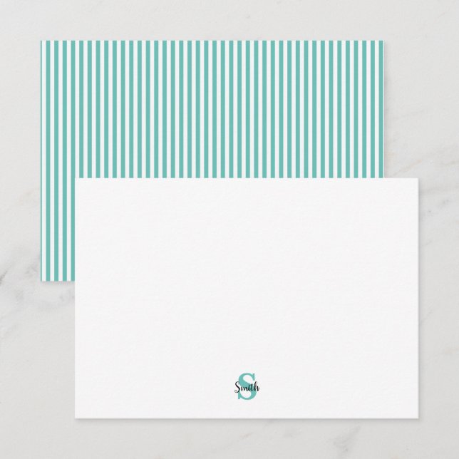 Personalised Name Script Stripe  Thank You Card (Front/Back)