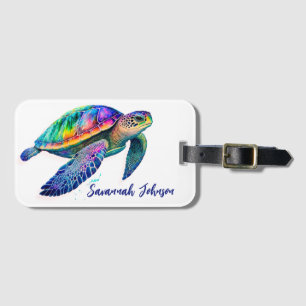 Personalised Name Sea Turtle Beach Life Ocean Luggage Tag
