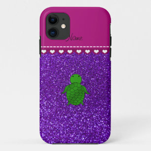 Personalised name sea turtle purple glitter iPhone 11 case