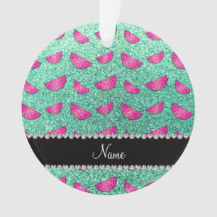 Personalised name seafoam green glitter watermelon ornament