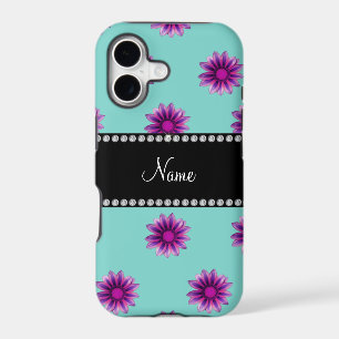 Personalised name seafoam green purple pink flower