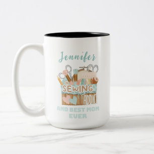 Personalised Name Seamstress Sewing Addict Mum Two-Tone Coffee Mug