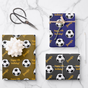 Personalised Name Sentiment Sport Soccer Birthday Wrapping Paper Sheet