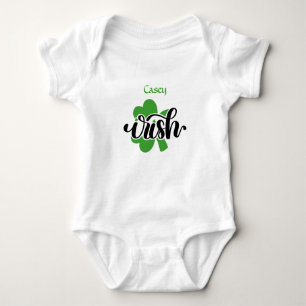 Personalised Name Shamrock Irish St Patricks Baby Baby Bodysuit