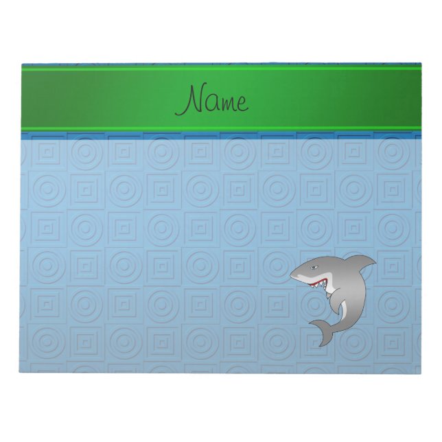 Personalised name shark glue geometric notepad (Front)