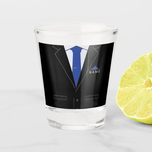 Personalised Name Shot Glass Business Black Suit (Front)