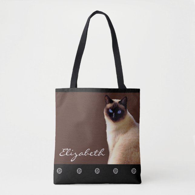 Personalised Name Siamese Cat Tote Bag (Front)
