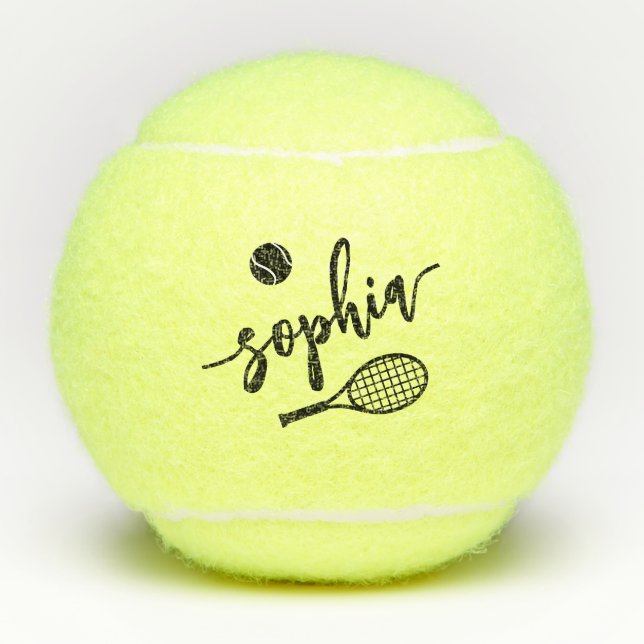 Personalised Name Signature Script Tennis Balls (Front)