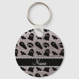 Personalised name silver glitter vampire key ring