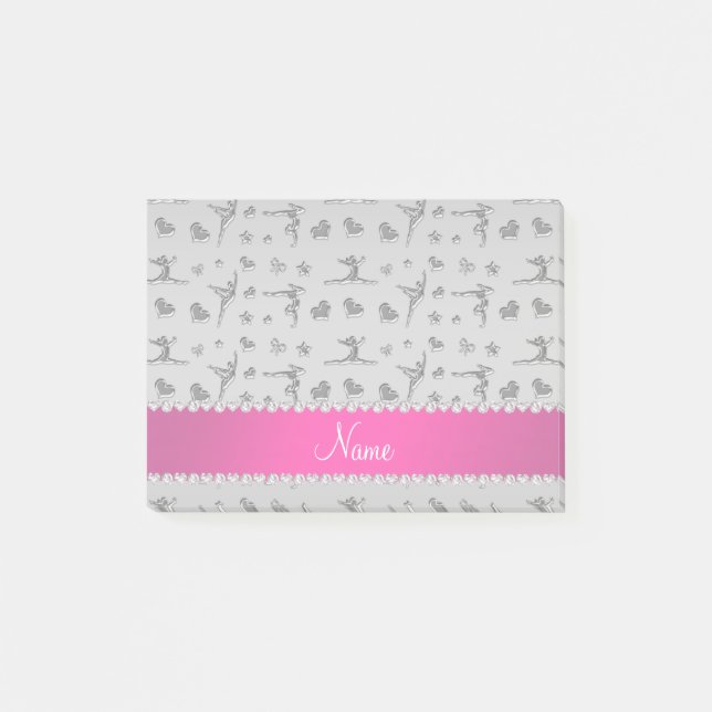 Personalised name silver gymnastics post-it notes (Front)