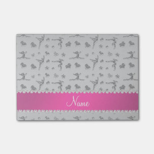 Personalised name silver gymnastics post-it notes