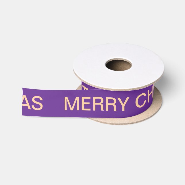 Personalised Name Simple Merry Christmas Purples  Satin Ribbon (Spool)