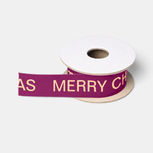 Personalised Name Simple Merry Christmas Wine Satin Ribbon