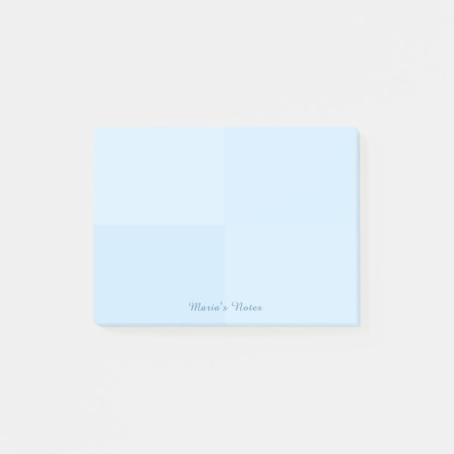Personalised Name Simple Modern Blue Squares Post-it Notes (Front)