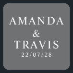 Personalised Name Simple Modern Minimal Wedding   Square Sticker<br><div class="desc">Personalised Name Simple Modern Minimal Wedding Square Stickers</div>