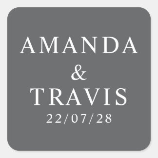 Personalised Name Simple Modern Minimal Wedding   Square Sticker