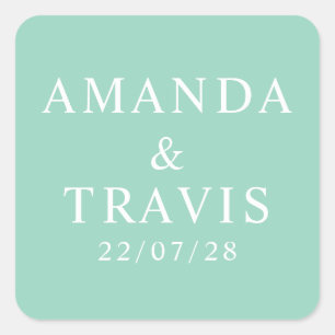 Personalised Name Simple Modern Minimal Wedding Square Sticker
