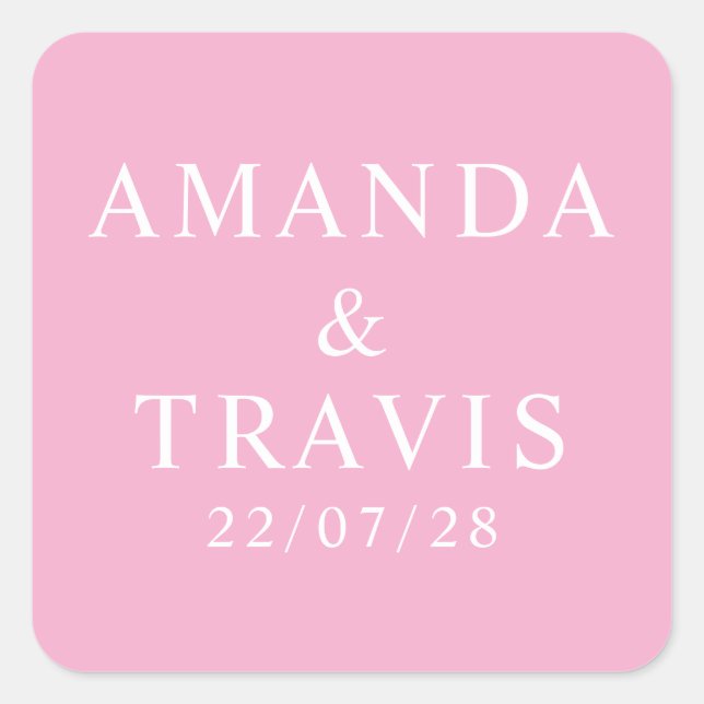 Personalised Name Simple Modern Minimal Wedding   Square Sticker (Front)