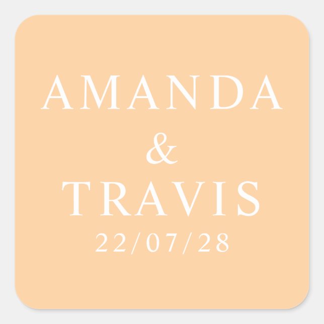 Personalised Name Simple Modern Minimal Wedding   Square Sticker (Front)