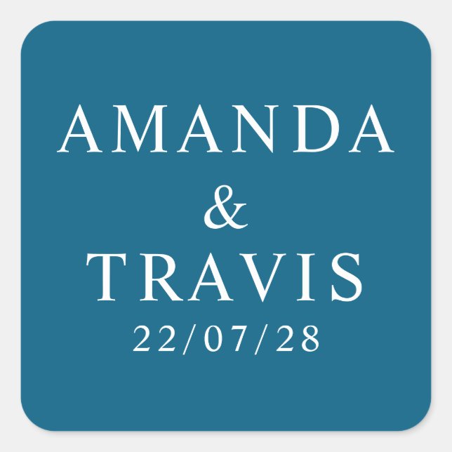 Personalised Name Simple Modern Minimal Wedding   Square Sticker (Front)