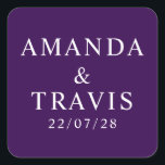 Personalised Name Simple Modern Minimal Wedding   Square Sticker<br><div class="desc">Personalised Name Simple Modern Minimal Wedding Square Stickers</div>