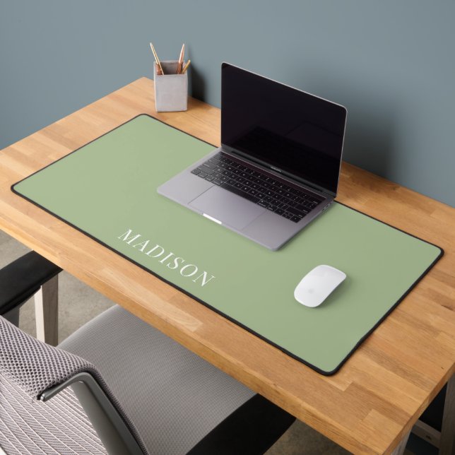 Personalised Name Simple Sage Green Desk Mat (Office 2)