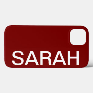 Personalised Name Simple Stylish Modern Cherry Red iPhone 13 Case
