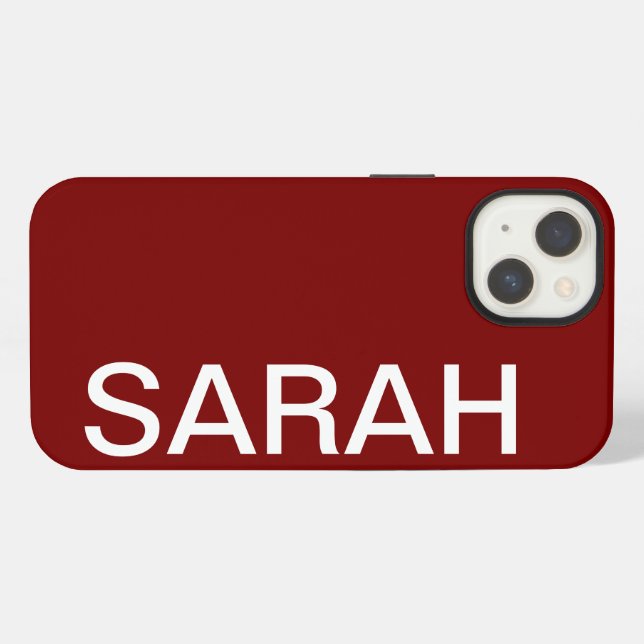 Personalised Name Simple Stylish Modern Cherry Red iPhone Case (Back Horizontal)