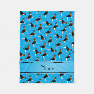 Personalised name sky blue american foxhound dogs fleece blanket