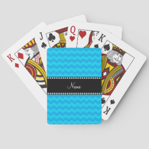 Personalised name sky blue chevrons playing cards