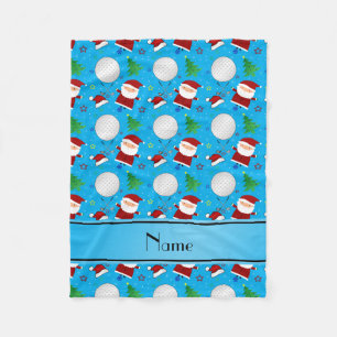 Personalised name sky blue christmas golfing fleece blanket
