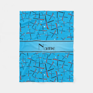 Personalised name sky blue field hockey fleece blanket