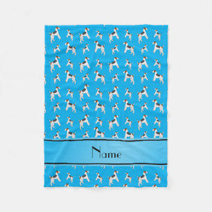 Personalised name sky blue fox terrier dogs fleece blanket
