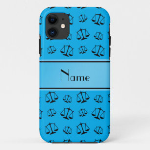 Personalised name sky blue justice scales iPhone 11 case
