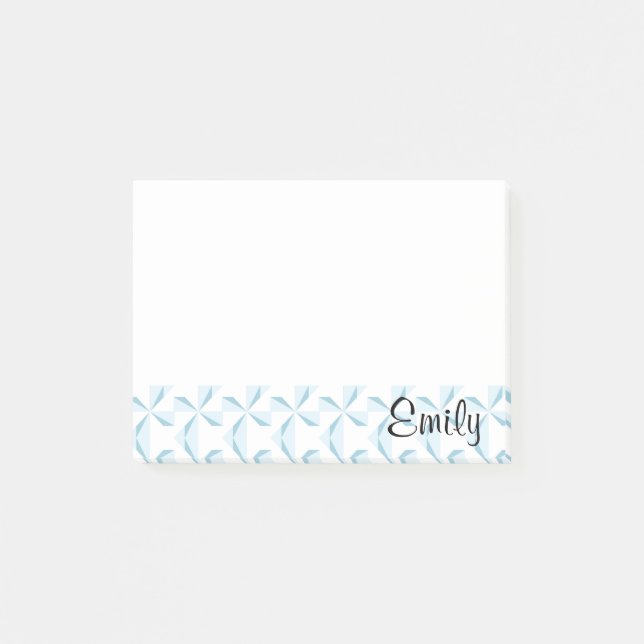 Personalised Name Sky Blue Pinwheels Post-it Notes (Front)