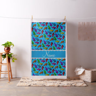 Personalised name sky blue rainbow vintage shoes fabric