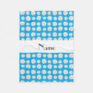 Personalised name sky blue volleyball balls fleece blanket