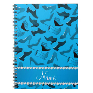 Personalised name sky blue women's shoes pattern notebook